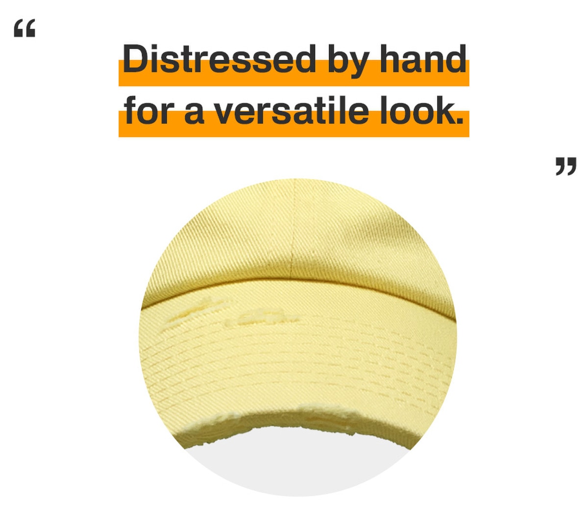 Vanilla Distressed Vintage Baseball Cap Front View